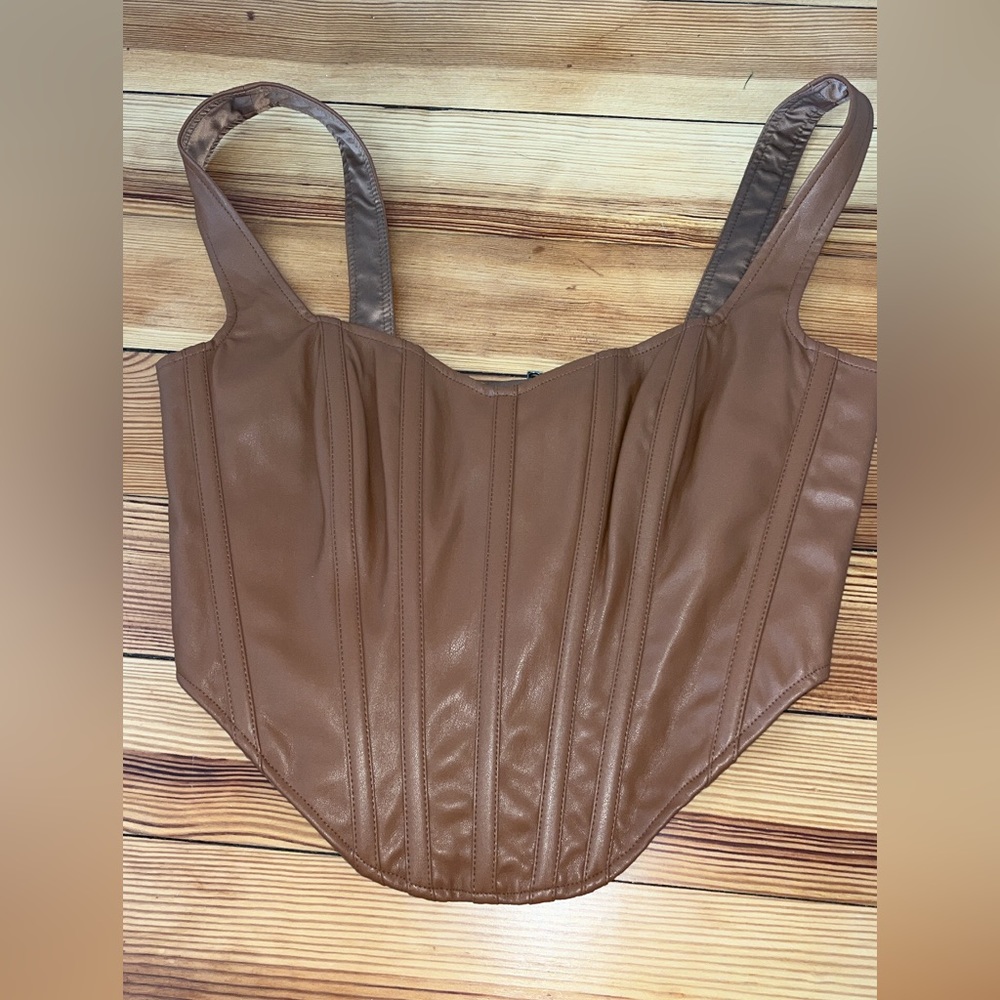 Faux Leather Corset Bustier